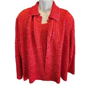 NWT vintage pleats collection 2 PIECES layering tops jacket crinkle career 3X ^^